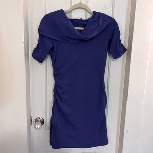 Athleta cowl neck, hooded t shirt dress, size XXS, periwinkle